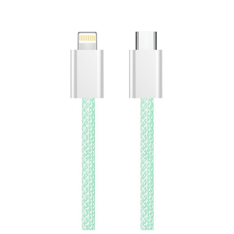 Кабель ColorWay Lightning + Type-C USB (M/M), 3.0 А, 1 м, Green (CW-CBPDCL061-G)