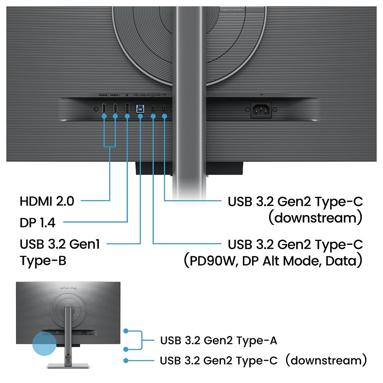 Монітор BenQ 31.5" RD320U, 4K, IPS, 2хHDMI, DP, USB- C, USB-hub, HAS, Pivot, кол.