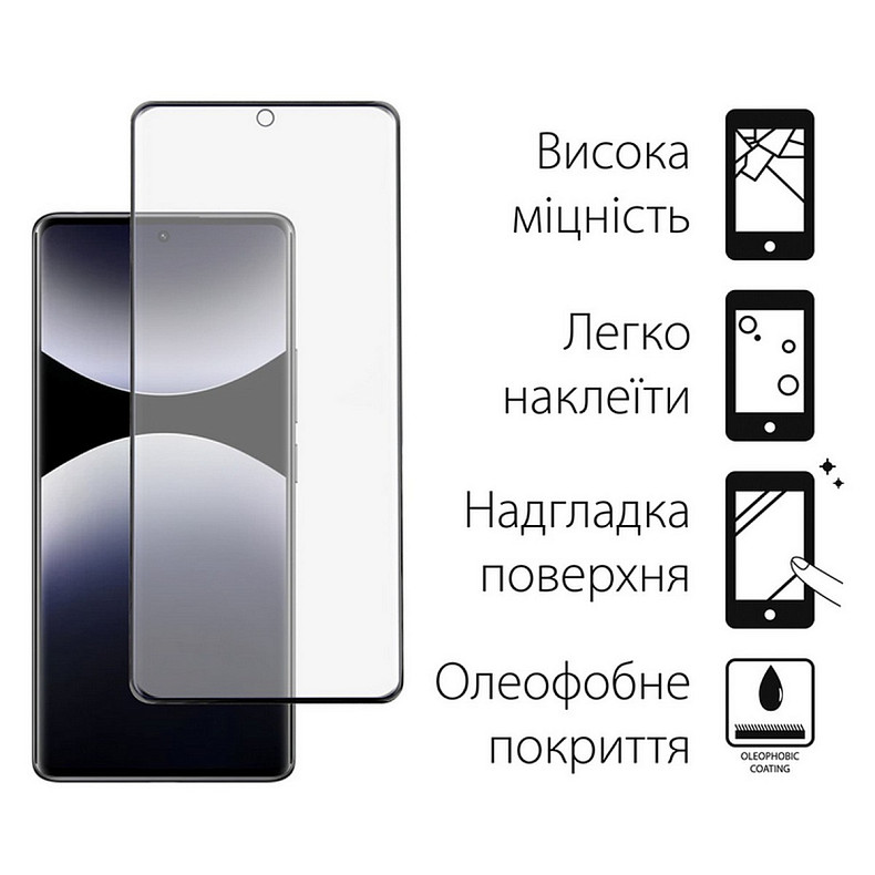 Защитное стекло Dengos для Xiaomi Redmi Note 14 Pro 4G/5G Black Full Glue (DG-TGSCP-09)