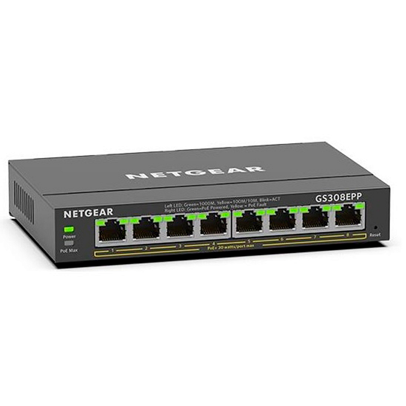 Коммутатор NETGEAR GS308EPP 8xGE PoE+ (123Вт), управляемый