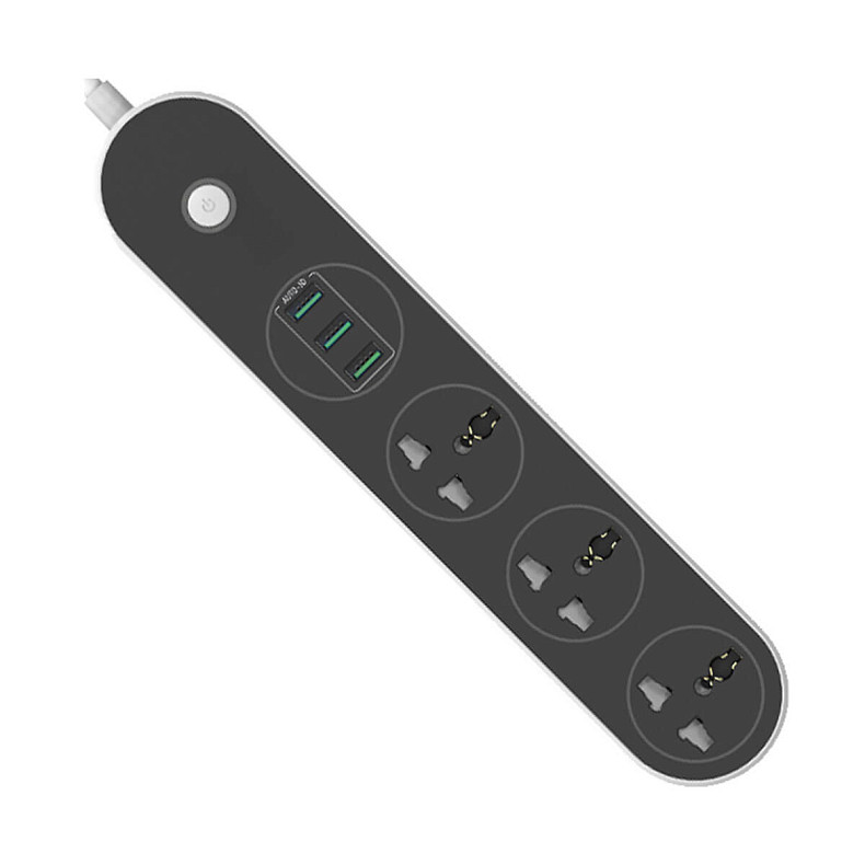 Фильтр питания СolorWay (CW-CHU33B) 3 розетки, 3xUSB, 1.8м, Black