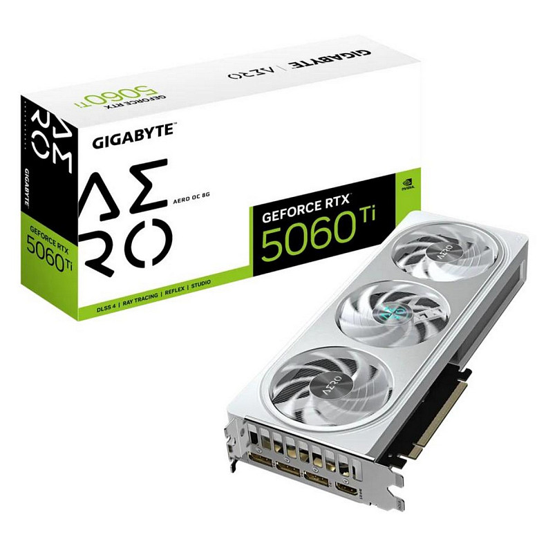 Видеокарта GIGABYTE GeForce RTX 5060 Ti 8GB GDDR7 AERO OC серебряный