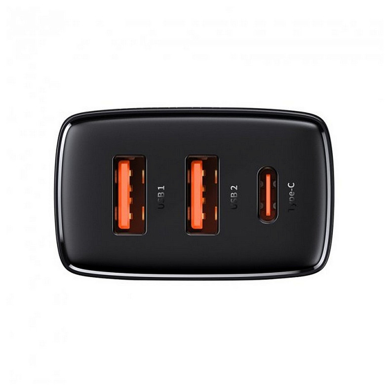 Зарядний пристрій Baseus Compact Quick Charger 30W QC+ PD (1Type-C + 2USB) Black (CCXJ-E01)