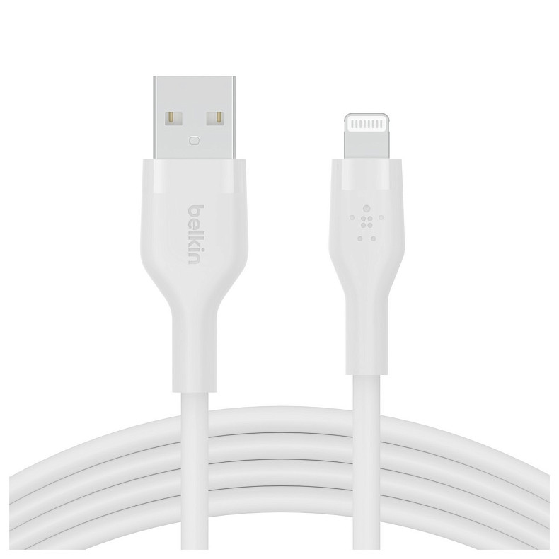 Кабель Belkin USB-A > Lightning, 1м, силиконовый, с клипсой, белый