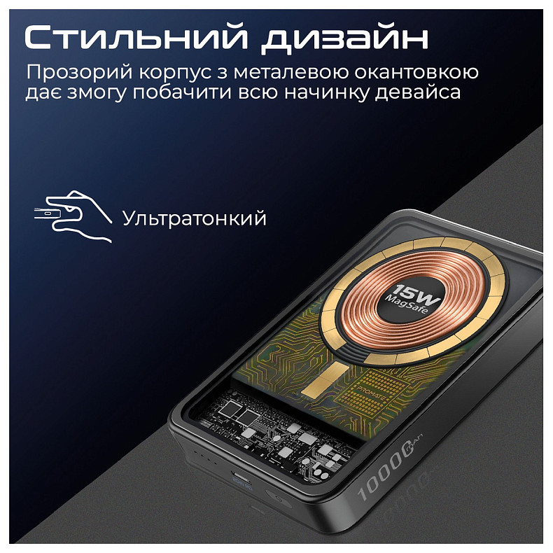Универсальная мобильная батарея Promate LucidPack-10 10000mAh 20W Black (lucidpack-10.black)