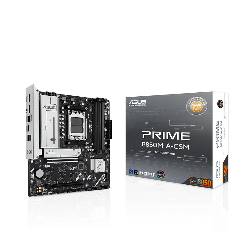 Материнская плата ASUS PRIME B850M-A-CSM sAM5 B850 4xDDR5 M.2 HDMI DP mATX