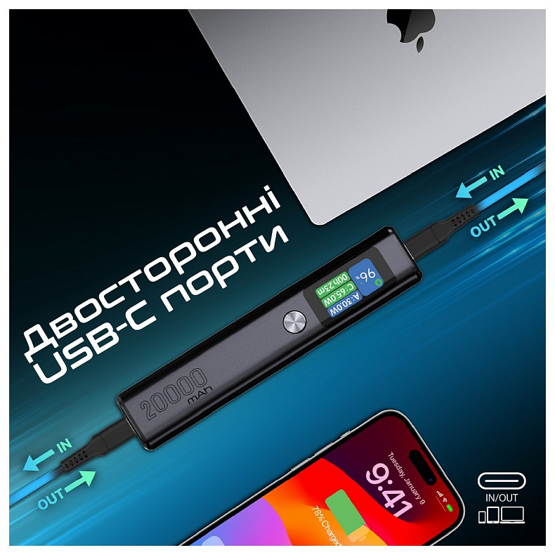 Универсальная мобильная батарея Promate Titan-130 130W 20000mAh Gray