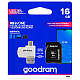Карта памяти MicroSDHC 16GB UHS-I Class 10 Goodram + SD-adapter + OTG Card reader (M1A4-0160R12)