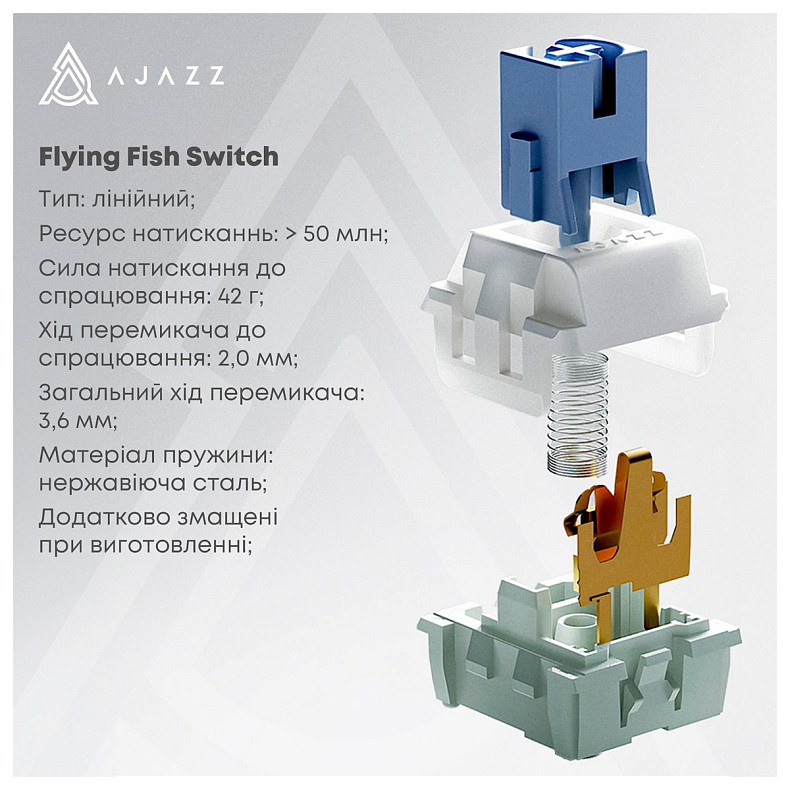 Клавиатура Ajazz AK870 V2 Flying Fish Switch White USB-C (AK870-V2-FF-BWB)
