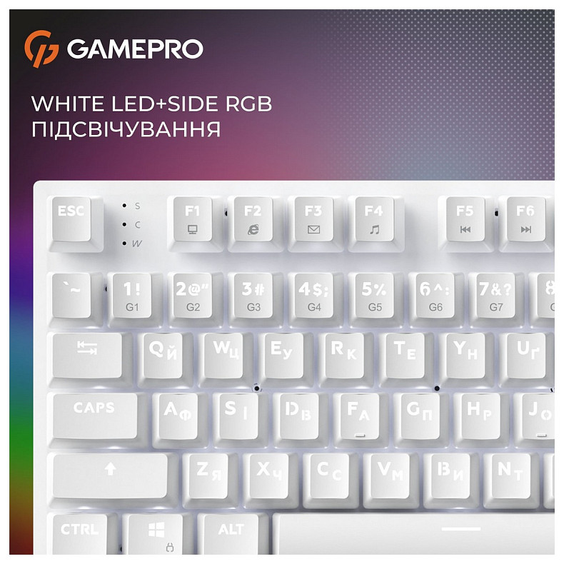 Клавиатура GamePro Genesis Joker MK124W Outemu Red Swithes USB White