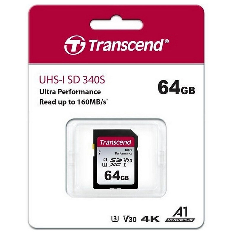 Карта памяти Transcend SD 64GB C10 UHS-I U3 4K (TS64GSDC340S)