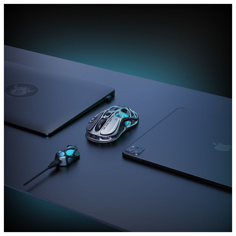 Мышь GravaStar Mercury M1 Pro, magnesium alloy body, BT/WL/USB-A, RGB, Gunmetal Gray