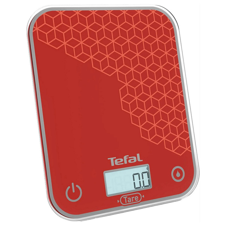 Ваги Tefal кухонні Optiss, 5кг, AAAx2 в комплекті, скло, червоний
