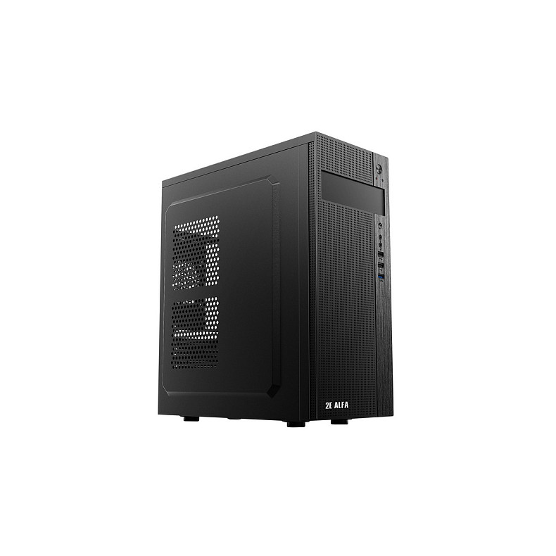 Корпус 2E Alfa E185-400, с БП 2E ATX400W, 1xUSB3.0, 2xUSB2.0, Perforated Side, ATX, черный