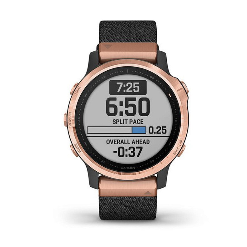 Мультиспортивные часы GARMIN Fenix 6S Sapphire Rose Gold with Heathered Black Nylon Band