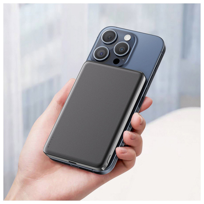 УМБ Acefast Magnetic Wireless 5000mAh 18W PD,QC 3.0,7,5 Вт, ultra thin, QI M8 Black