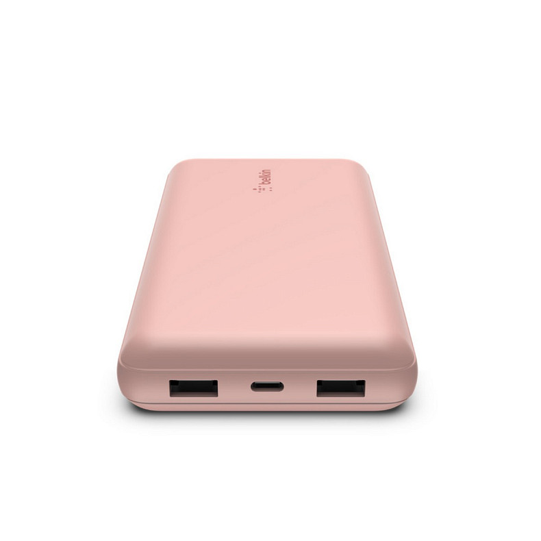 Універсальна мобільна батарея Power Bank Belkin 20000мА·год 15Вт, 2хUSB-A/USB-C, рожевий