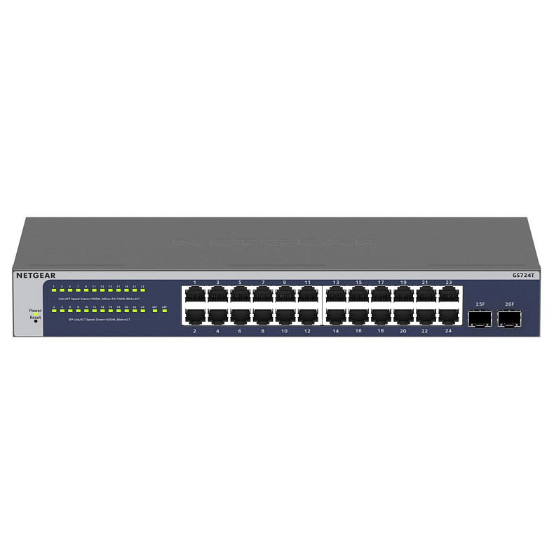 Коммутатор NETGEAR GS724T 24xGE, 2xSFP, Управляемый L2