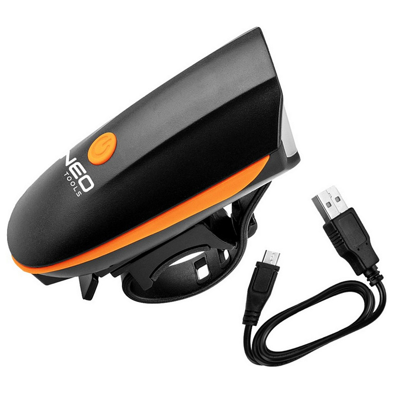 Фонарь велосипедный Neo Tools фронтальный, 250 люмен, 3Вт, USB, 1200мА•ч, 3 функции освещения, IP