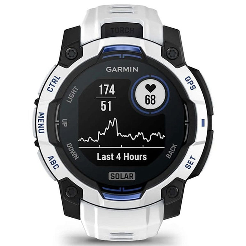 Спортивные часы Garmin Instinct 3 45mm Solar Whitestone with Whitestone/Bolt Blue Silicone (010-02934-43)