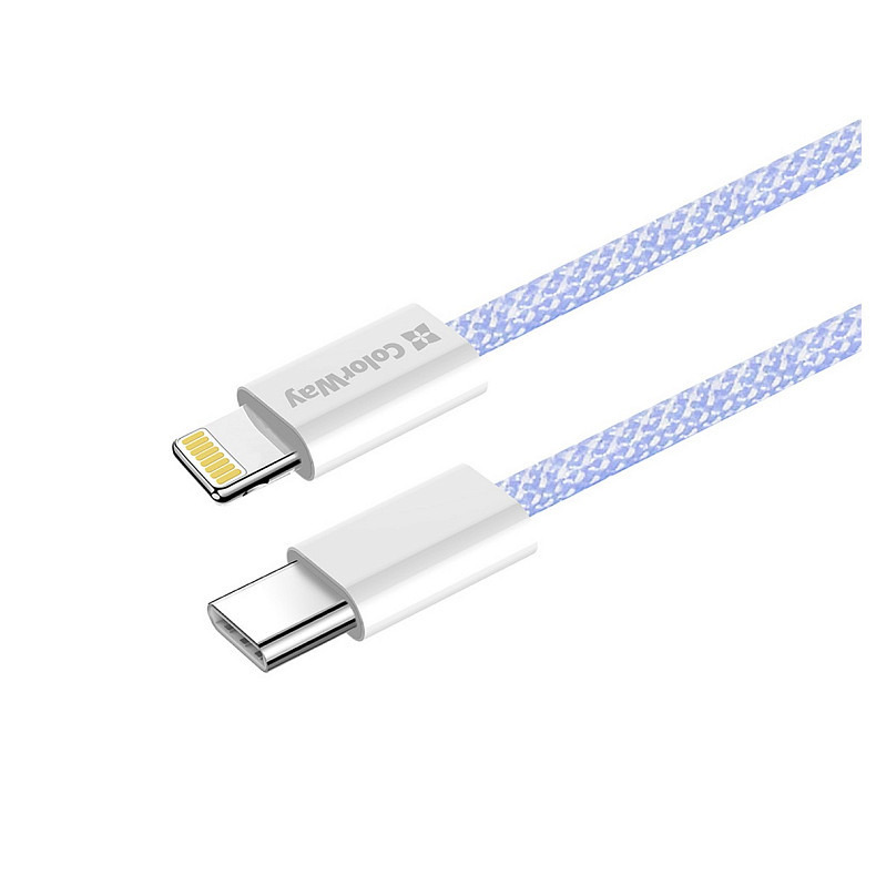 Кабель ColorWay Lightning + Type-C USB (M/M), 3.0 А, 1 м, Purple (CW-CBPDCL061-PU)
