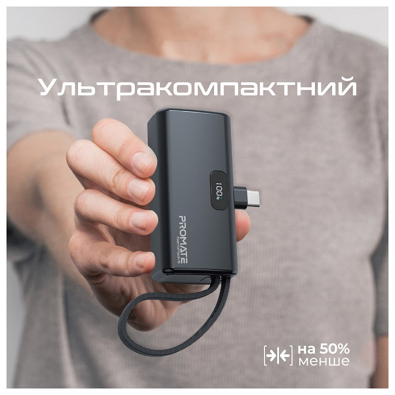Универсальная мобильная батарея Promate Nanopack-5 5000mAh 20W Black (nanopack-5.black)