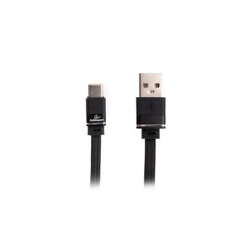 Кабель Cablexpert (CCPB-C-USB-10BK) USB 2.0 A - USB Type-C, преміум, плоский, 2.4А, 1м, чорний