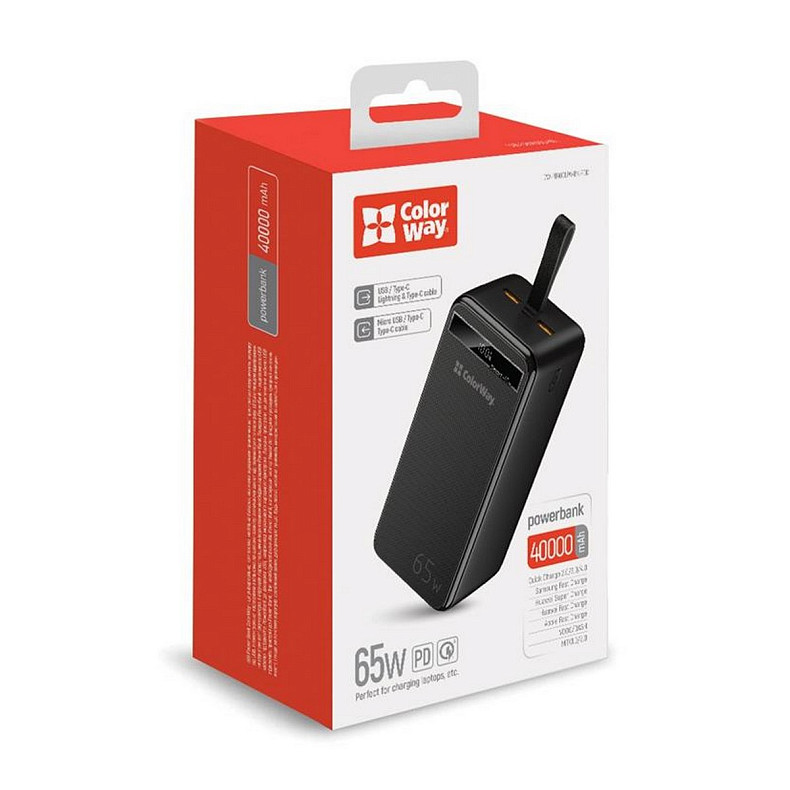 Универсальная мобильная батарея ColorWay Powerful 40000mAh Black (CW-PB400LPA4BK-PDD)