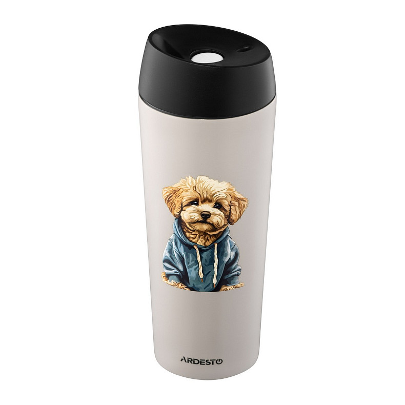 Термокухоль Ardesto Coffee Time Maltipoo 450мл, нержавіюча сталь, бежевий (AR2645MP)