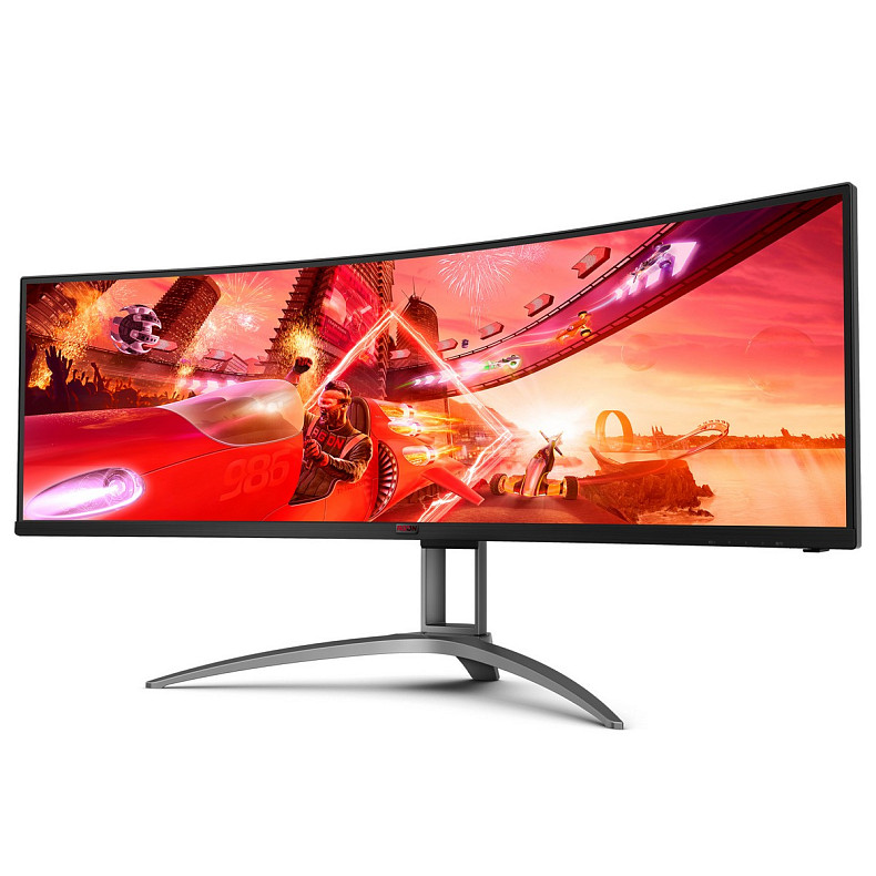 Монитор 49" AOC AG493UCX2, VA, 5120x1440, 165Гц, изгн., HDMIx3, DP, USB-C, USB-hub, HAS, цв, черный