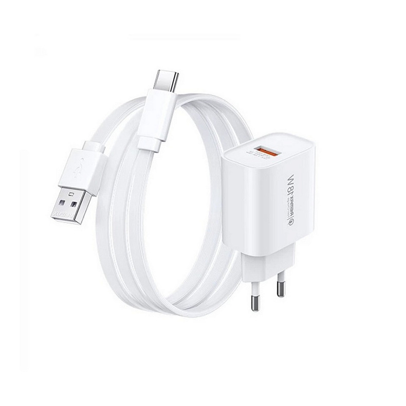 Зарядний пристрій Remax Kiddy Series 18W White (1USB 2.1 А) + кабель USB Type-C