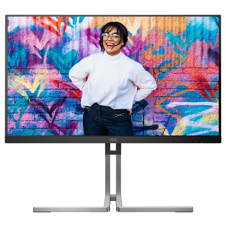 Монітор 27" AOC Q27U3CV, IPS, QHD, HDMI, DP, USB-C, RJ-45, USB-hub, HAS, Pivot, кол, чорний