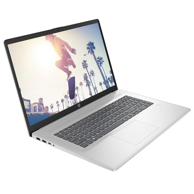 Ноутбук HP 17-cp2014ru 17.3" FHD IPS, 300n/Ryzen 5 7520U (4.3)/8Gb/SSD512Gb/Radeon/FPS/DOS/Серебристый