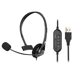 Гарнитура ПК моно On-ear 2E CH11 USB, omni-mic, 2м, черный