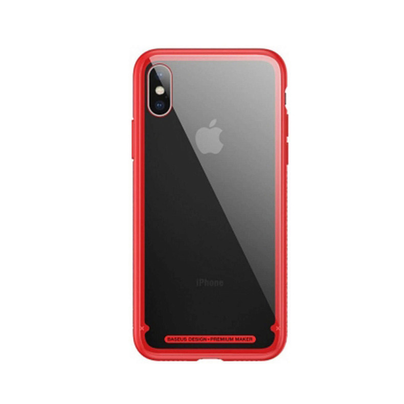 Чехол Baseus See-Through Glass Protective Case For iPhone X/X Red (WIAPIPHX-YS09)