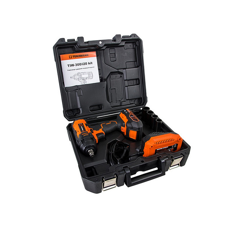 Гайковерт ударний акумуляторний Tekhmann TIW-300/i20 kit 20В АКБ 1x2А·год 300Нм 2800об·хв 1.2кг