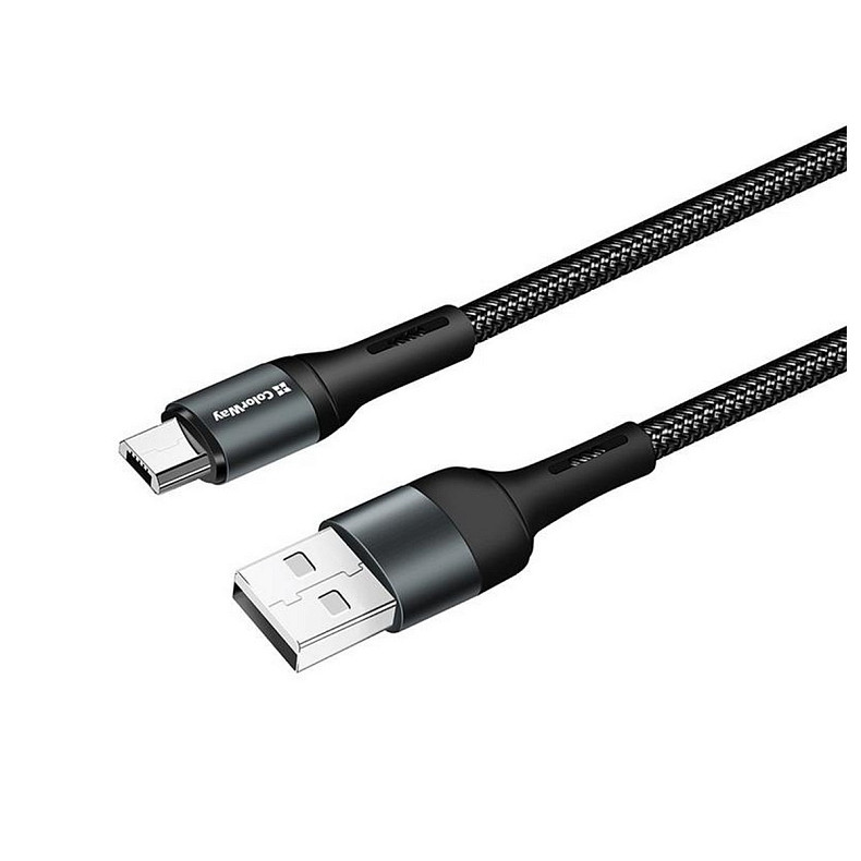 Кабель ColorWay USB-microUSB, nylon, 2.4А, 1м, Black (CW-CBUM045-BK)