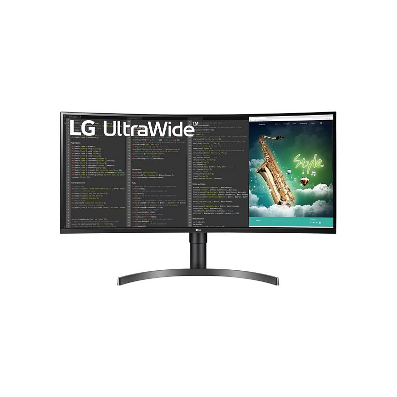 Монитор LG 35" 35WN75C-B 2xHDMI, DP, USB-C, MM, VA, 3440x1440, 21:9, sRGB 99%, CURVED, FreeSync