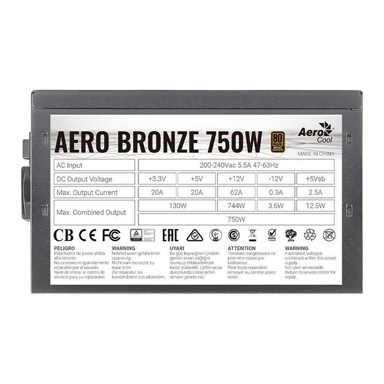 Блок живлення AeroCool Aero Bronze 750 (ACPB-AR75AEC.11) 750W