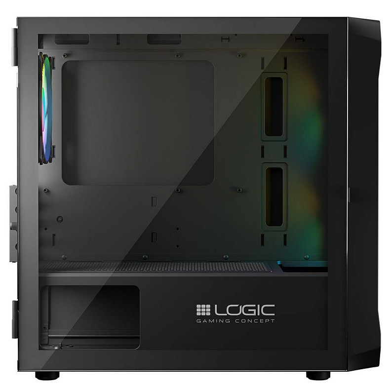 Корпус LogicConcept PORTOS MESH+GLASS ARGB fans 3x120mm BLACK без БЖ mATX