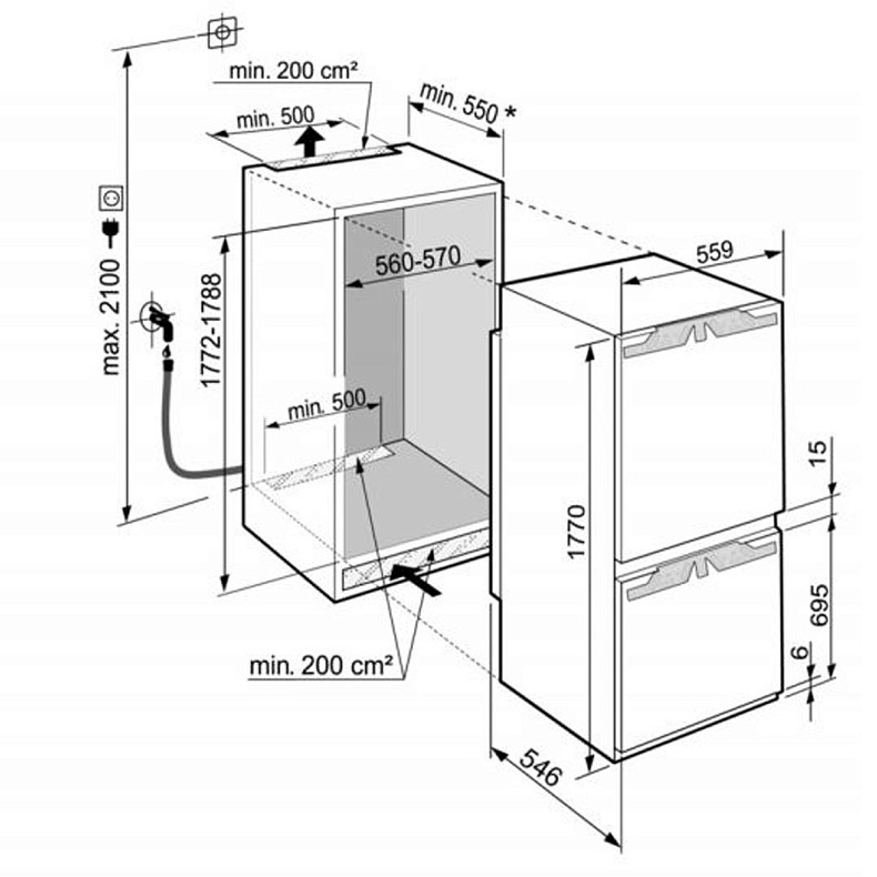 Встраиваемый двухкамерный холодильник Liebherr ICBNdi 5163