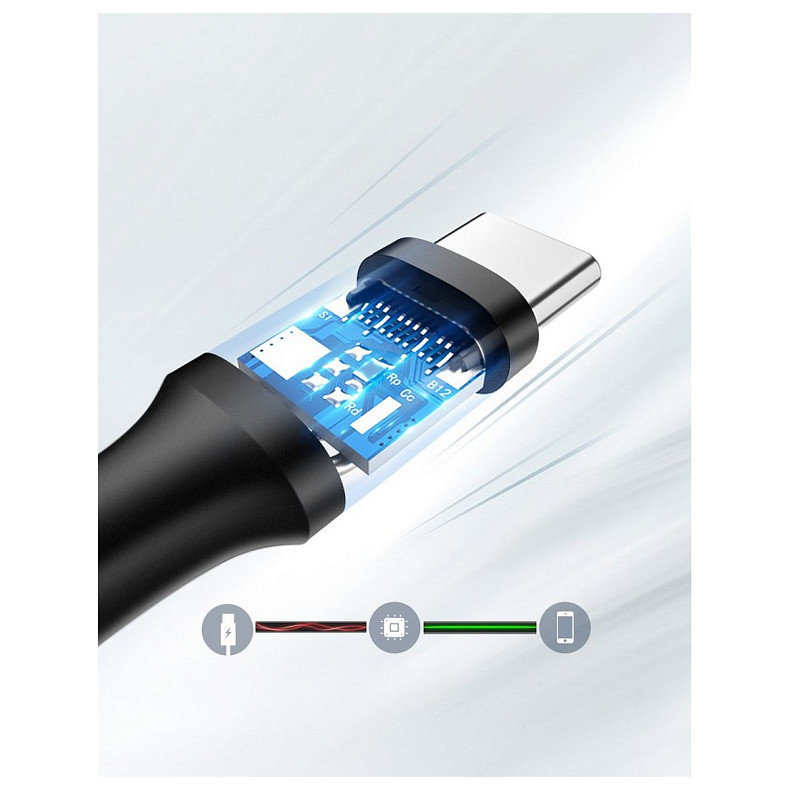 Кабель USB 2.0 AM-Type-CM, 1 м, 3.0A, (18W) Nickel Plating Черный, US287 UGREEN