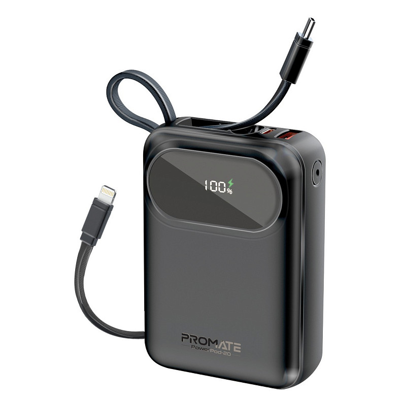 Универсальная мобильная батарея Promate PowerPod-20 20000mAh 35W Black (powerpod-20.black)