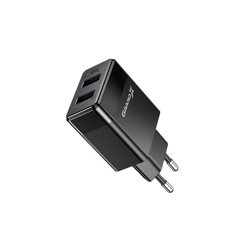 Зарядний пристрій Grand-X (2xUSB 2.4А) Black (CH-50)