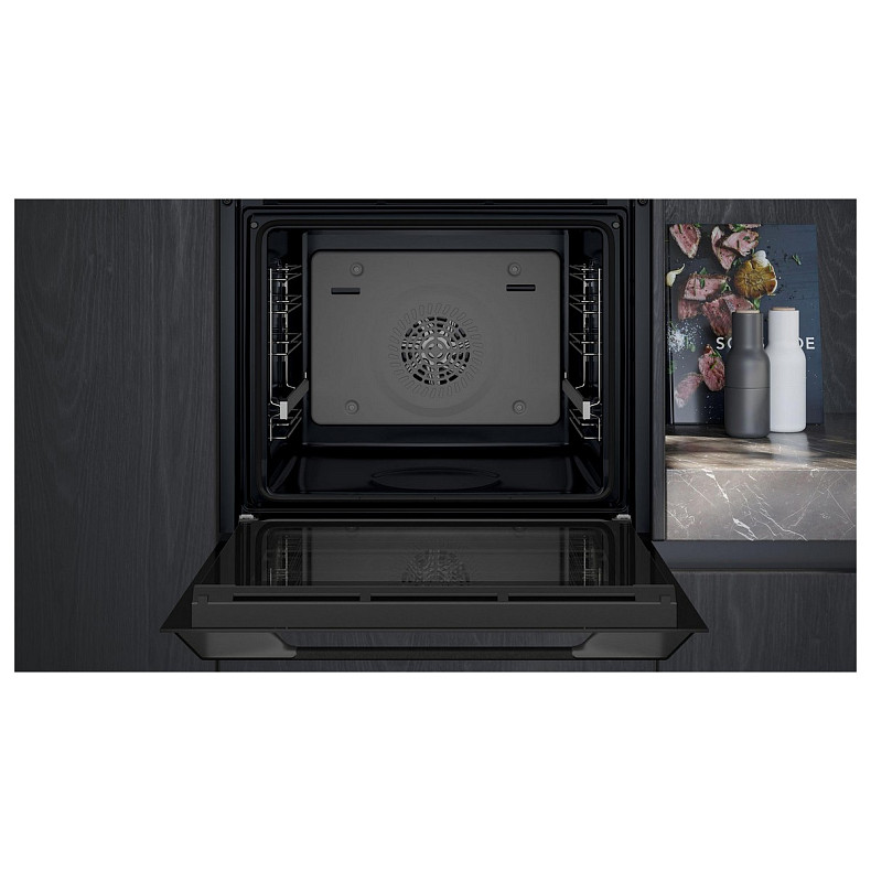 Духова шафа Siemens електрична, 76л, A, дисплей, конвекція, телескопічні направляючі, чорний