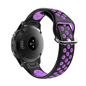 Силиконовый ремешок для GARMIN QuickFit 22 Nike-style Silicone Band Black/Purple