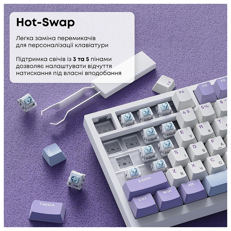 Клавіатура Ajazz AK820 Sea Salt Switch White USB-C (AK820-SS-PWB)