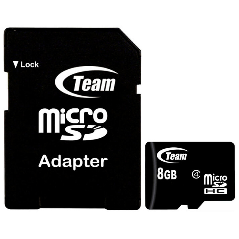 MicroSDHC   8GB Class 4 Team + SD-adapter (TUSDH8GCL403)