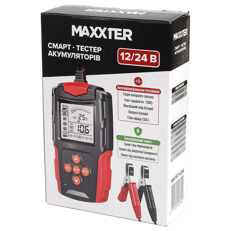 Устройство тестирования АКБ Maxxter 12-24В, 10A (MX-TST-1224)