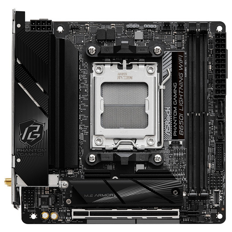 Материнська плата ASRock B650I LIGHTNING WIFI(AM5/B650, 2*DDR5, 1xPCIex16, HDMI/DP, 2xSATAІІІ,2xM.2, 2.5GLan, mITX)